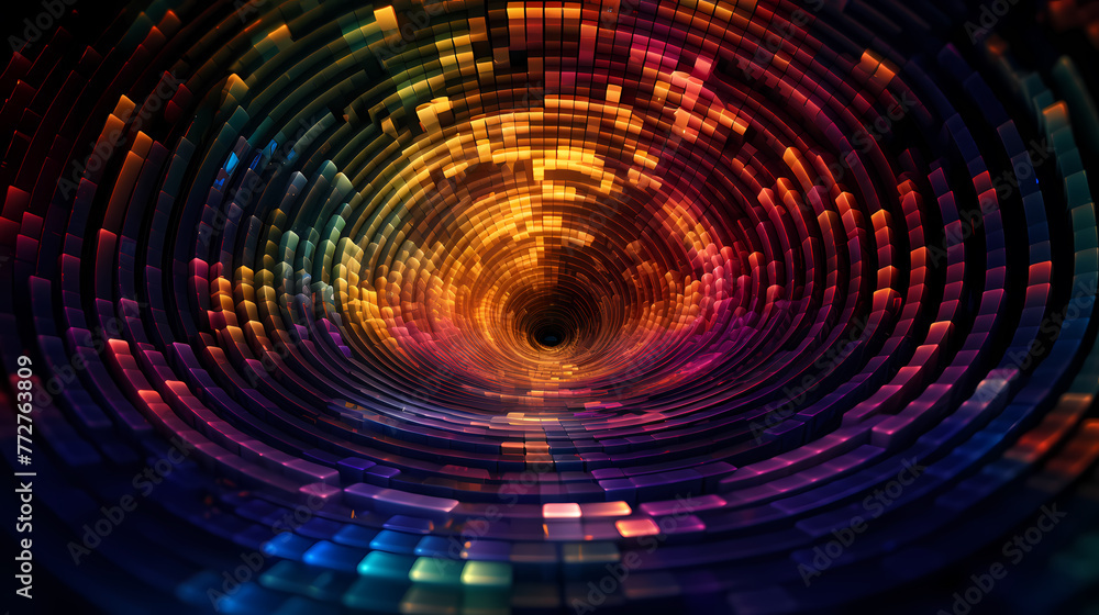 Obraz premium Abstract mosaic circle concentric colorful glitter background