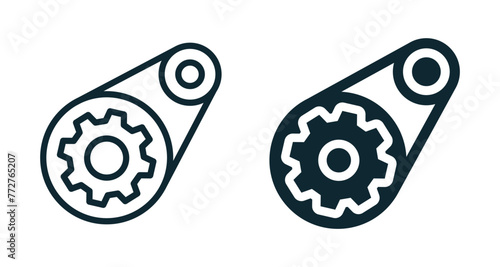 Timing belt icons on white background. Vector illustration.