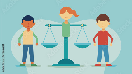 A drawing of a scale with the middle child on one side and their siblings on the other representing their perception of always being secondbest