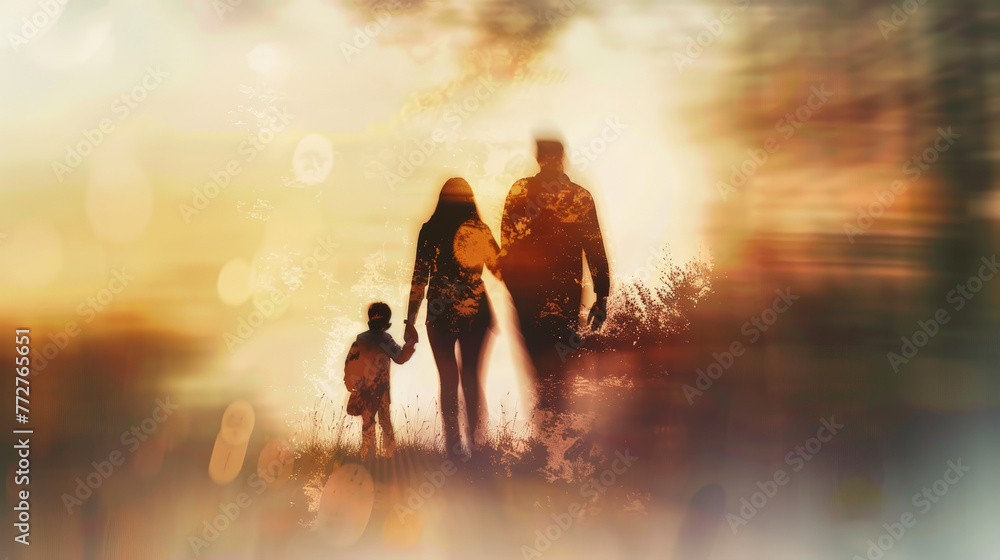 Fototapeta premium Complex Family Dynamics: Blurred Bonds. Generative AI