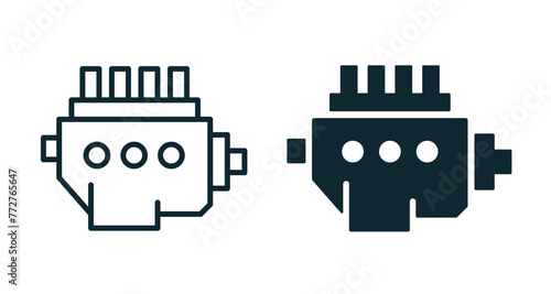 High pressure fuel pump icons on white background. Vector illustration.