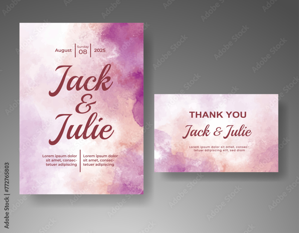Wedding invitation with abstract watercolor background Wedding invitation with abstract watercolor background