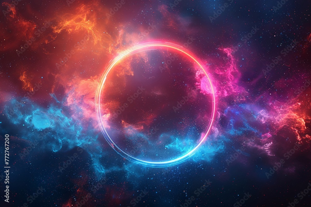 Circle scifi element design with an ethereal holographic glow