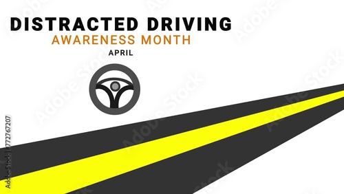 Distracted driving awareness month. Driving motion. photo