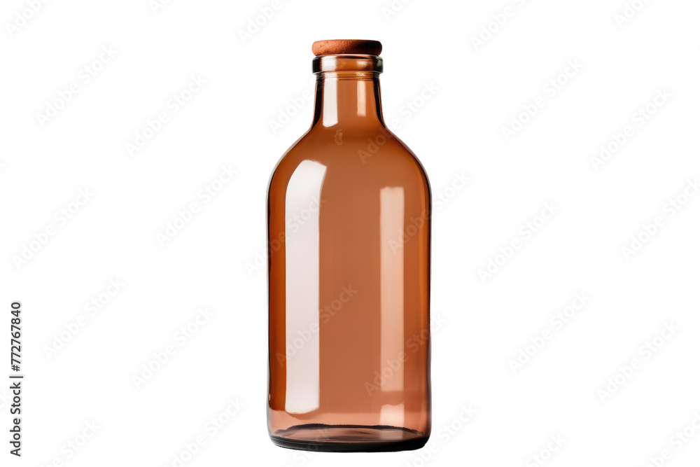 Enigmatic Elixir: A Brown Glass Bottle With Wooden Lid. On a Clear PNG or White Background. Enigmatic Elixir: A Brown Glass Bottle With Wooden Lid. On a Clear PNG or White Background.