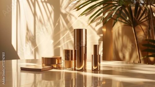 Luxe cosmetic narrative, premium products telling a story of elegance