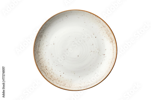 Whispers of Stardust: A White Plate Speckled With Magic. On a Clear PNG or White Background.
