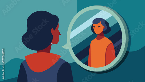 A person looking into a mirror but instead of their reflection they see a distorted version of themselves representing how biases distort our