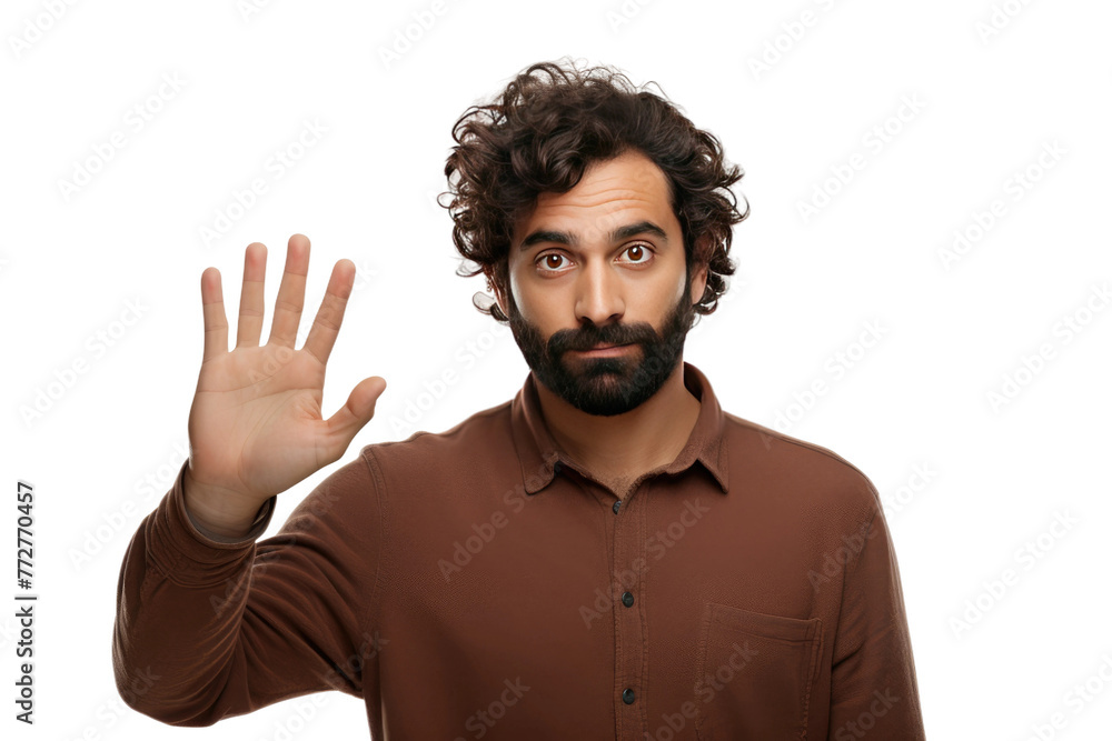Fototapeta premium The Curly-Haired Sage Halts Time. On a Clear PNG or White Background.