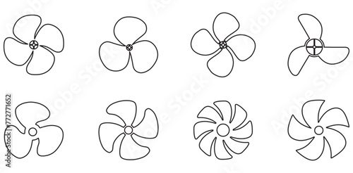 Collection of fan Line Art icon. symbols isolated on a white background. Vector illustration. Editable stroke