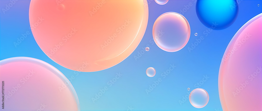 Iridescent balloon bubble on pastel gradient background Iridescent balloon bubble on pastel gradient background