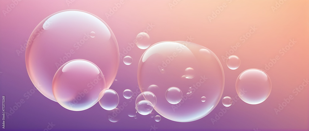 Iridescent balloon bubble on pink and purple pastel gradient background Iridescent balloon bubble on pink and purple pastel gradient background