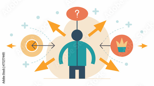 An abstract drawing of a person with two opposing arrows pointing towards them. One arrow represents positive traits and the other negative