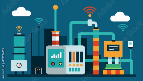 An industrial machine with modern IIoT sensors attached for energy monitoring displaying realtime data on its energy consumption.