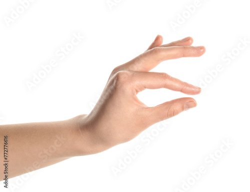 Woman holding sun on white ...