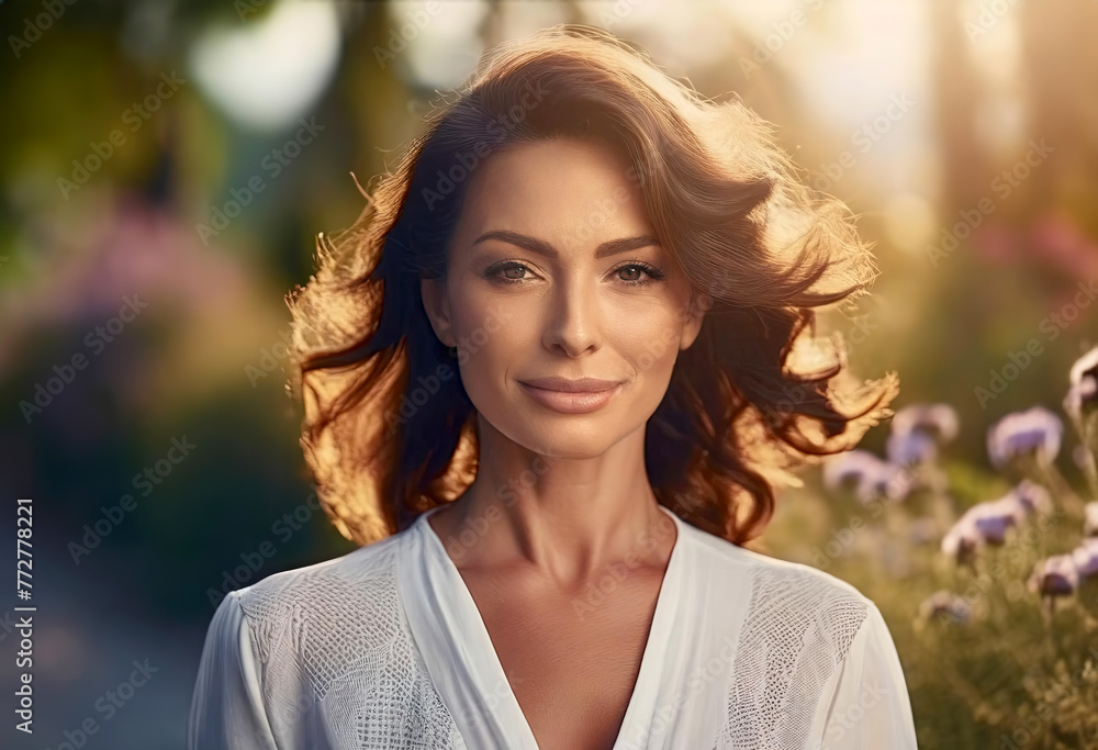 Portrait of a beautiful hispanic middle age woman outdoors. Portrait of a beautiful hispanic middle age woman outdoors.
