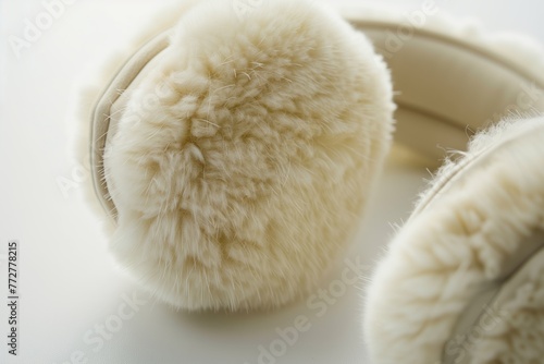 closeup of earmuffs on a white background with clear product details