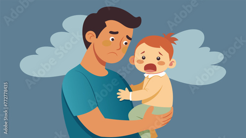 A father comforting his crying infant demonstrating the importance of parental responsiveness and emotional regulation in building a strong