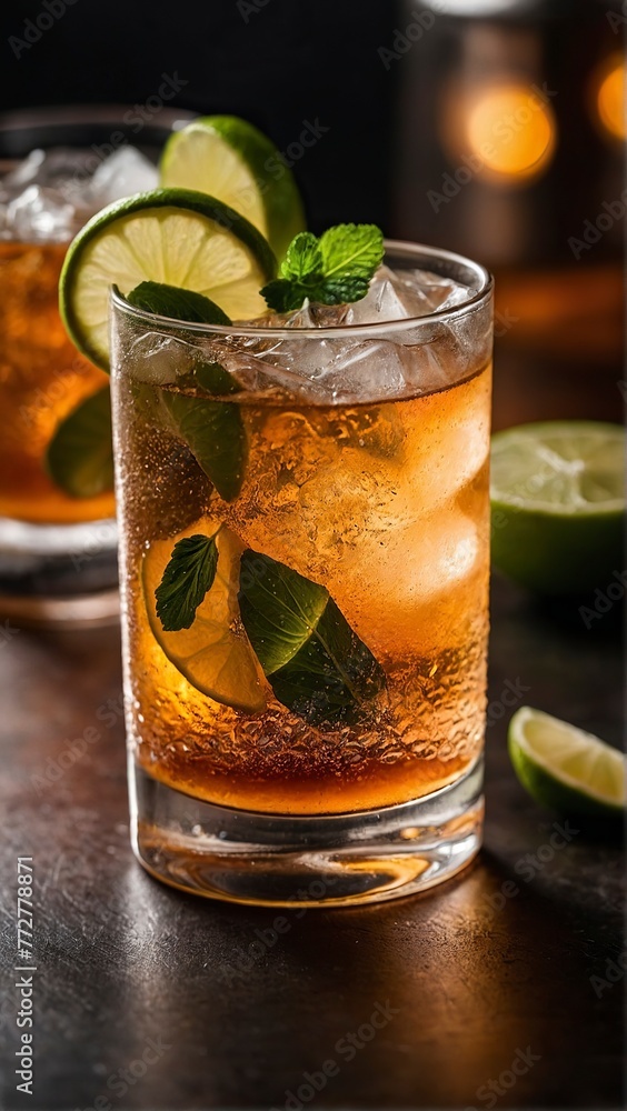 Irish Mule Cocktail on the bar counter. Irish Mule Cocktail on the bar counter.