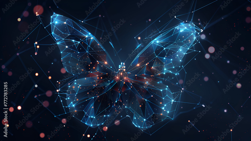 Butterfly composed of polygon Low poly vector illustration, generative Ai - obrazy, fototapety, plakaty 