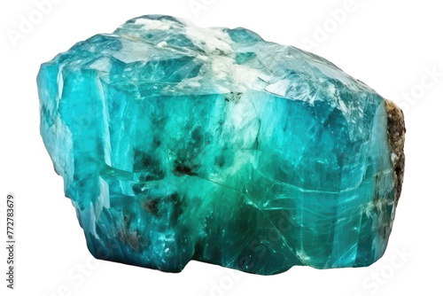 Majestic Blue and Green Gemstone Against a Pristine White Backdrop. On a Clear PNG or White Background.