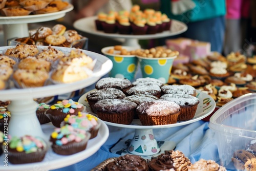 charity bake sale table with homemade goods