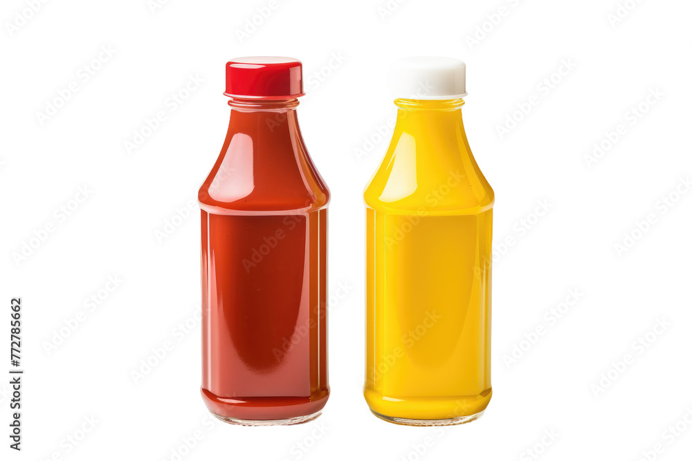 Dueling Bottles: A Vibrant Showdown of Juice on a Blank Canvas. On a Clear PNG or White Background. Dueling Bottles: A Vibrant Showdown of Juice on a Blank Canvas. On a Clear PNG or White Background.