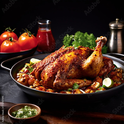 roasted chicken wings-roasted chicken wings with vegetables-roasted chicken with vegetables © nomi_creative