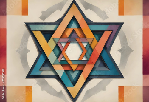 a colorful geometric design of a star that is on a wall
