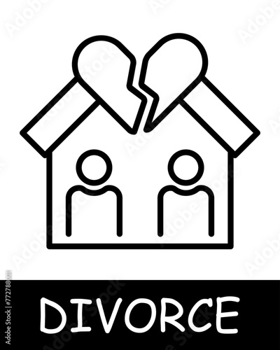 House line icon. Shared property, divorce, separation, scandal, property, tears, marriage, court, husband, wife, quarrel, family. Vector line icon for business and advertising