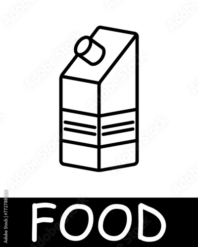 Milk package line icon. Lactose, cardboard, cooking, dish, cutting, food, taste, spices, satiety, hunger, refrigerator. Vector line icon for business and advertising