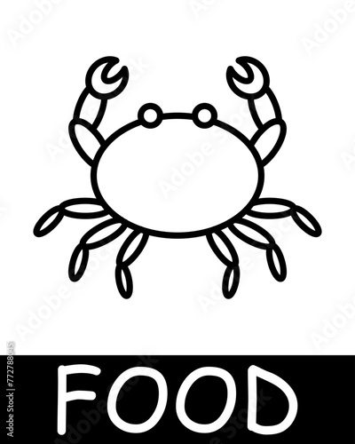 Crab line icon. Seafood, claw, meat, dish, cutting, food, taste, spices, satiety, hunger, refrigerator. Vector line icon for business and advertising