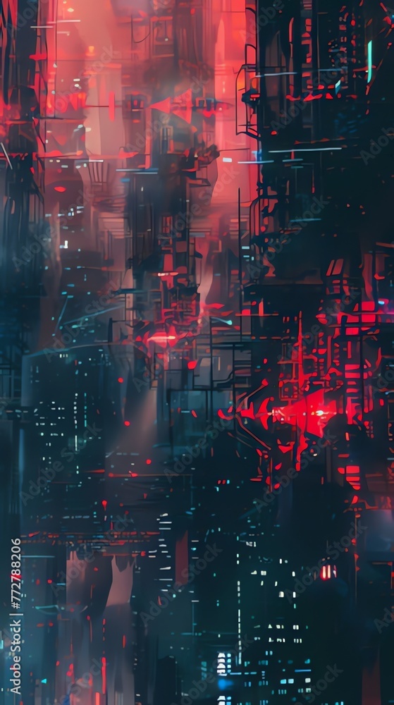 Obraz premium Abstract Cyberpunk City Background 