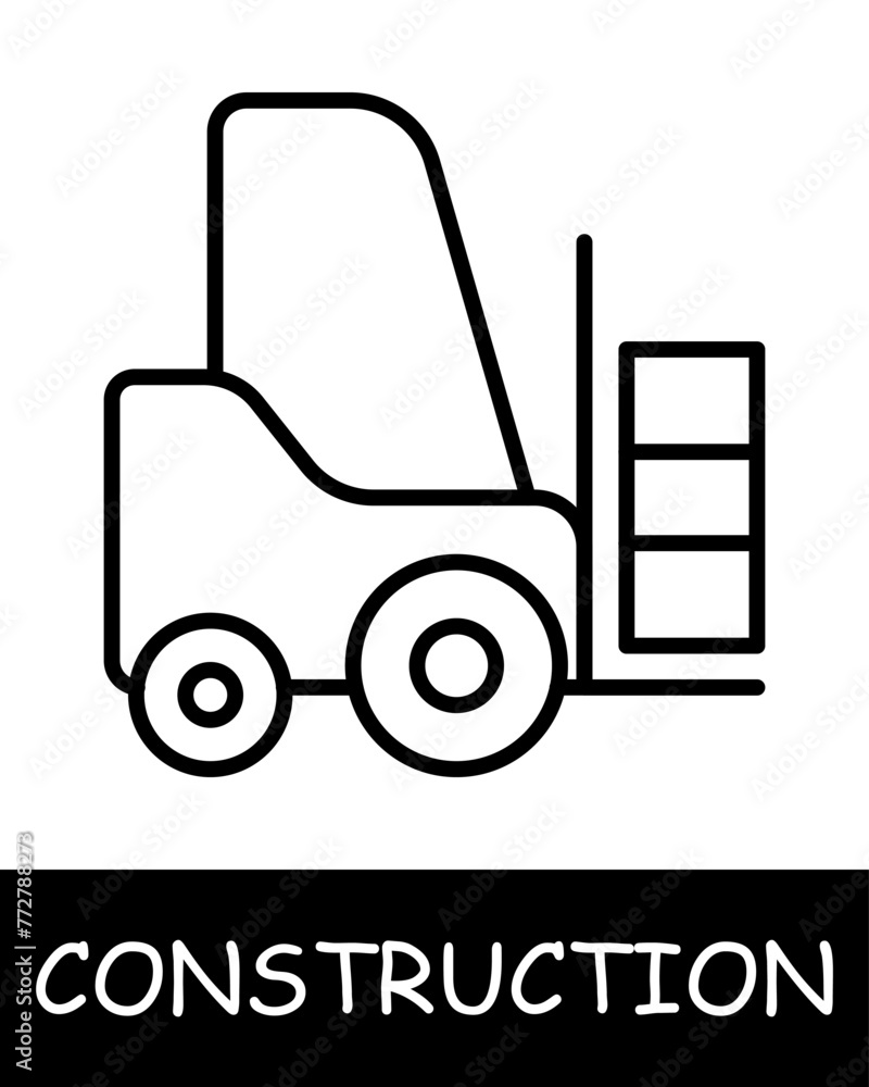 Loader line icon. Boxes, transportation, construction, foreman, building, cement, foundation, architecture, roof, project, work. Vector line icon for business and advertising