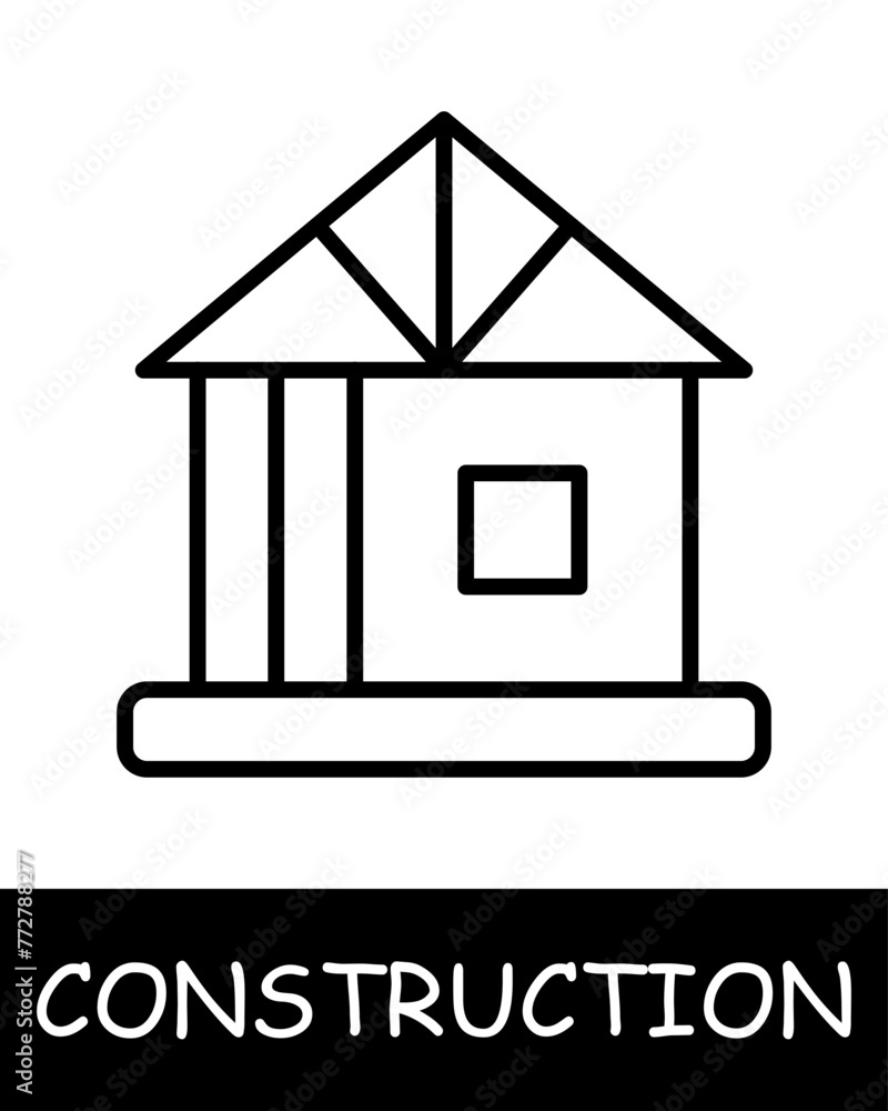 House line icon. Moving, cable, construction, foreman, building, cement, foundation, architecture, roof, project, work. Vector line icon for business and advertising House line icon. Moving, cable, construction, foreman, building, cement, foundation, architecture, roof, project, work. Vector line icon for business and advertising