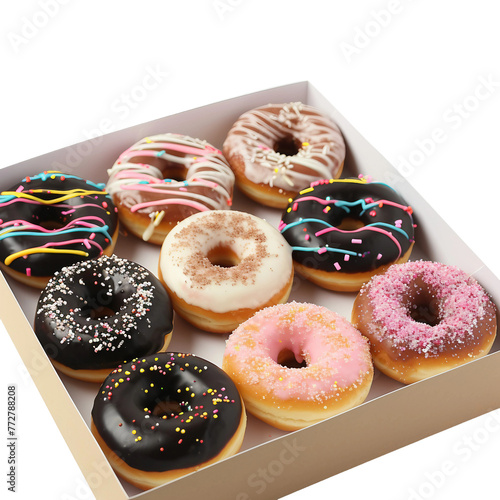 cream glazed donut doughnut on carton box, donuts krispy kreme donuts, dough on carton box transparent background