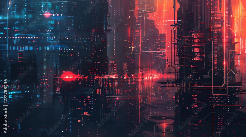 Abstract Cyberpunk City Background
