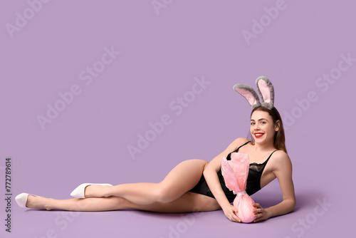 Sexy smiling young woman in...