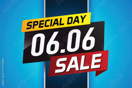 6.6 Special day sale word concept vector illustration with ribbon and 3d style for use landing page, template, ui, web, mobile app, poster, banner, flyer, background, gift card, coupon

