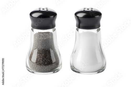 Seasoning Harmony: Salt and Pepper Shakers Dance on a White Canvas. On a Clear PNG or White Background.