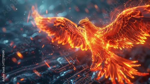 A digital phoenix rising from the ashes of obsolete tech photo