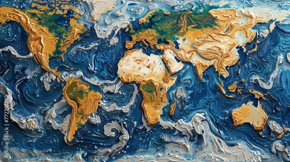 A dynamic map displaying global weather patterns and climate zones