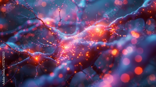 A network of neurons in the brain forming connections