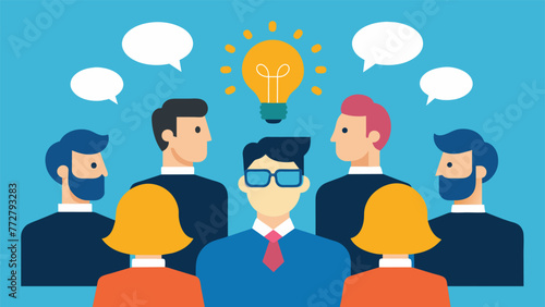 An image showing a group of people in a brainstorming session all nodding their heads in agreement without questioning the validity or flaws of