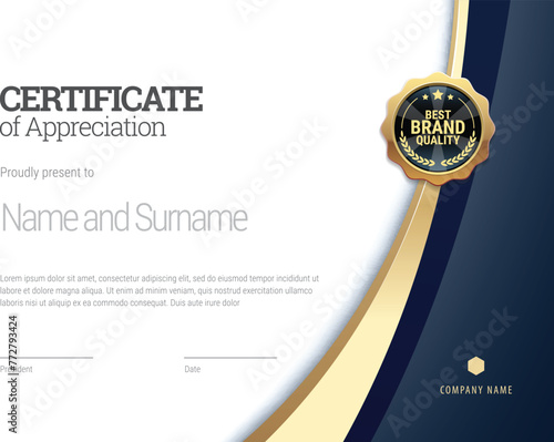 Certificate template. Diploma of modern design or gift certificate. Vector illustration.