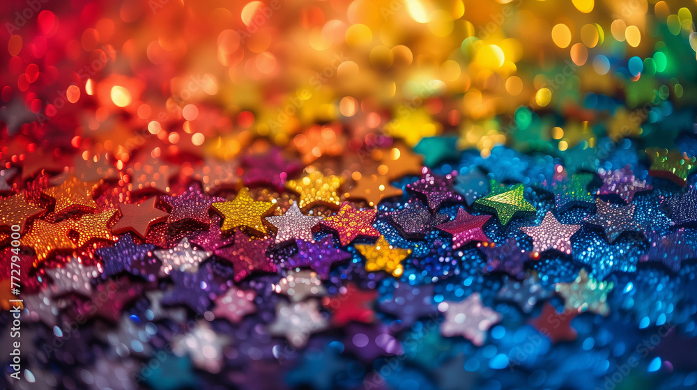 Beautiful colorful rainbow star background images for decorating various festivals.