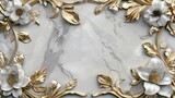 Golden Floral Art on White Marble Elegant Design