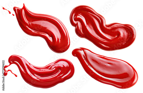 Set of tomato ketchup splashes, cut out