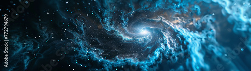 The swirl of a digital galaxy, particles aglow in soothing blues, offers a glimpse into the infinite possibilities of creation. photo