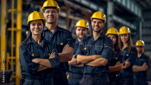 Team Spirit - Industrial Inspectors in Mustard Yellow Helmets